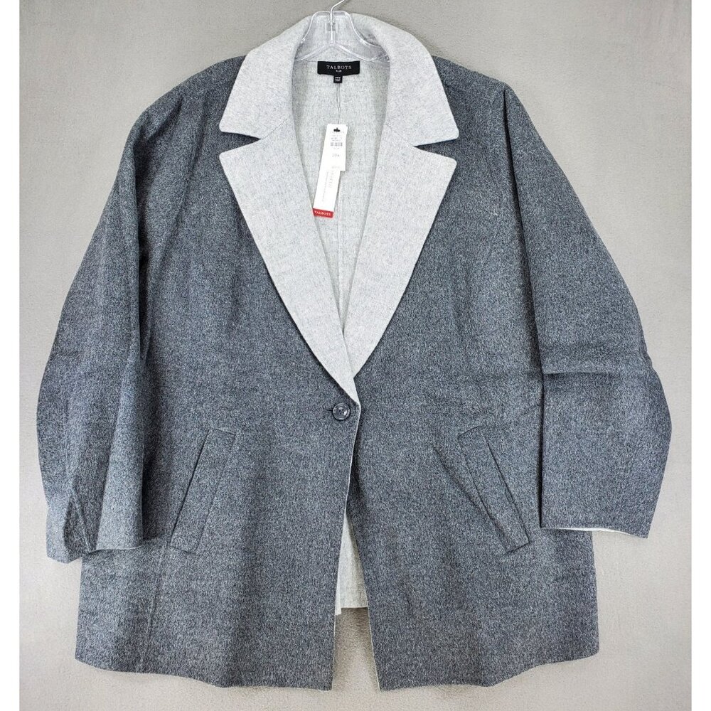New Talbots Beautiful Soft Gray Wool Double Faced Flannel Coat 20W 2X Jacket